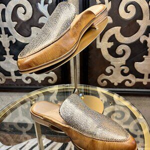 Diba True art easel metallic embossed slide-in mules